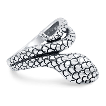 Snake Oxidized Band Solid 925 Sterling Silver Thumb Ring (21mm)